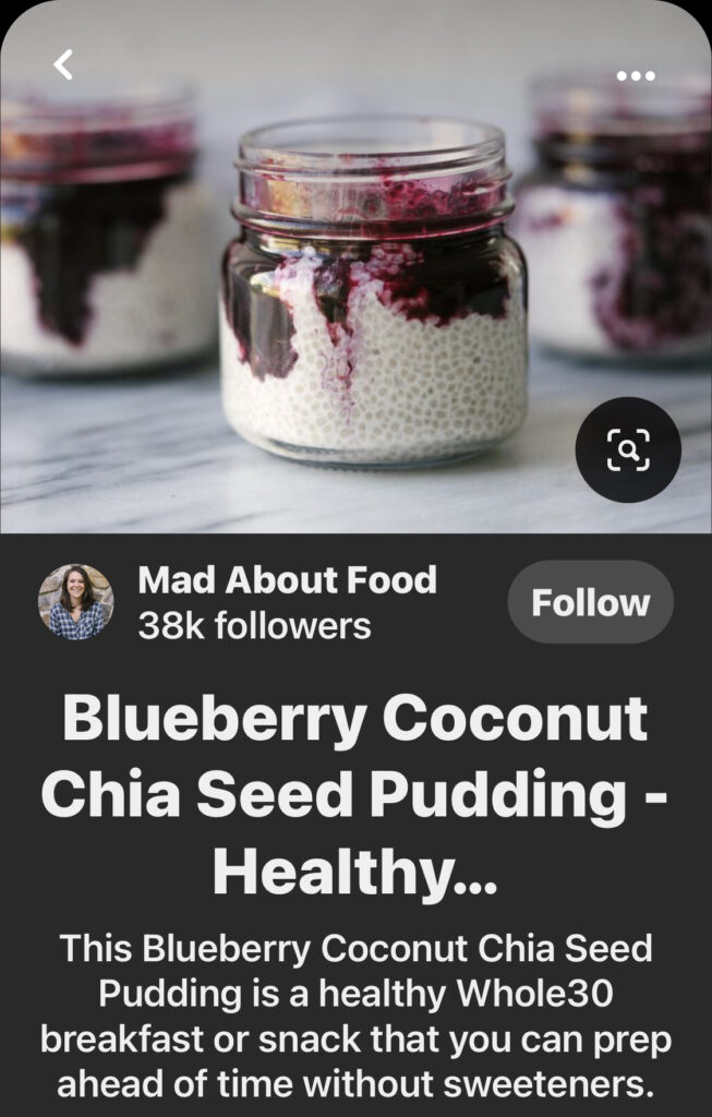 Whole30 Blueberry Coconut Chia Seed Pudding