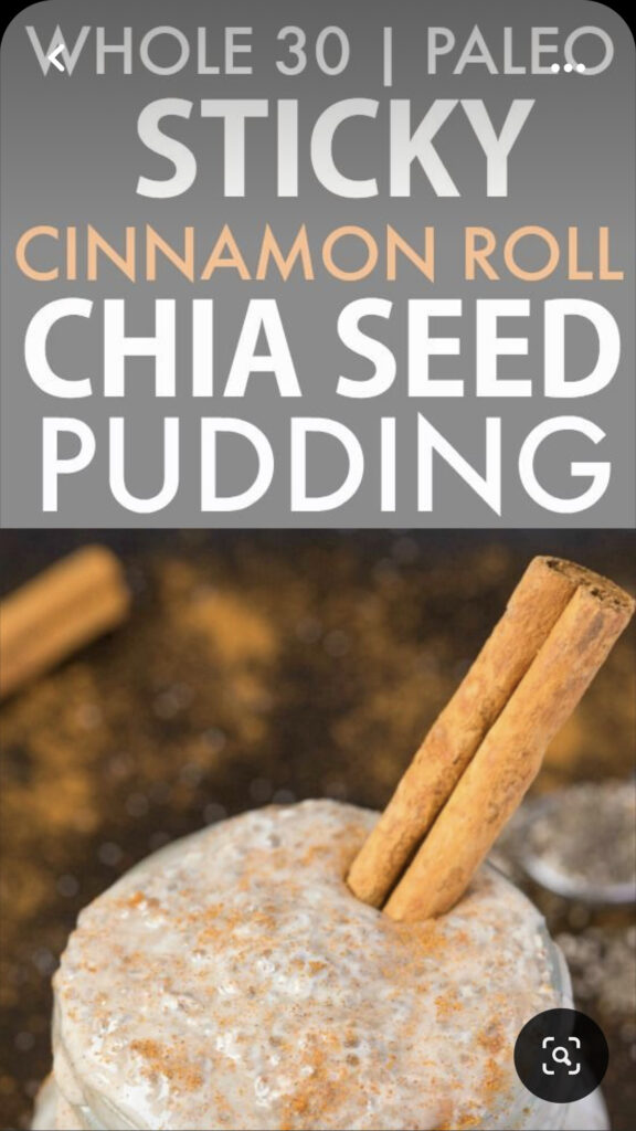 whole30 sticky cinnamon roll chia seed pudding